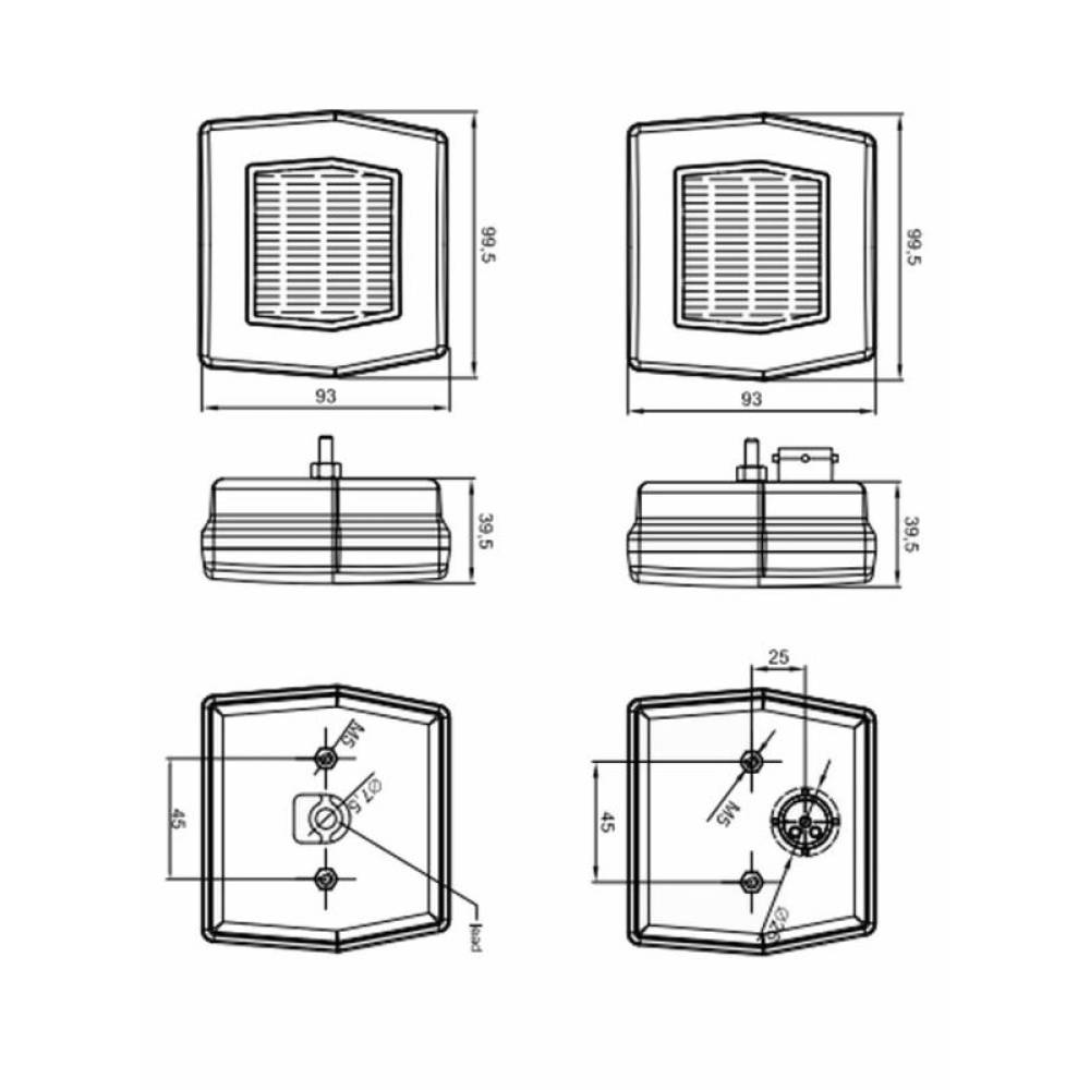 Lampa semnalizare cu pozitie 99,5x93  LED, FT-125 Fristom