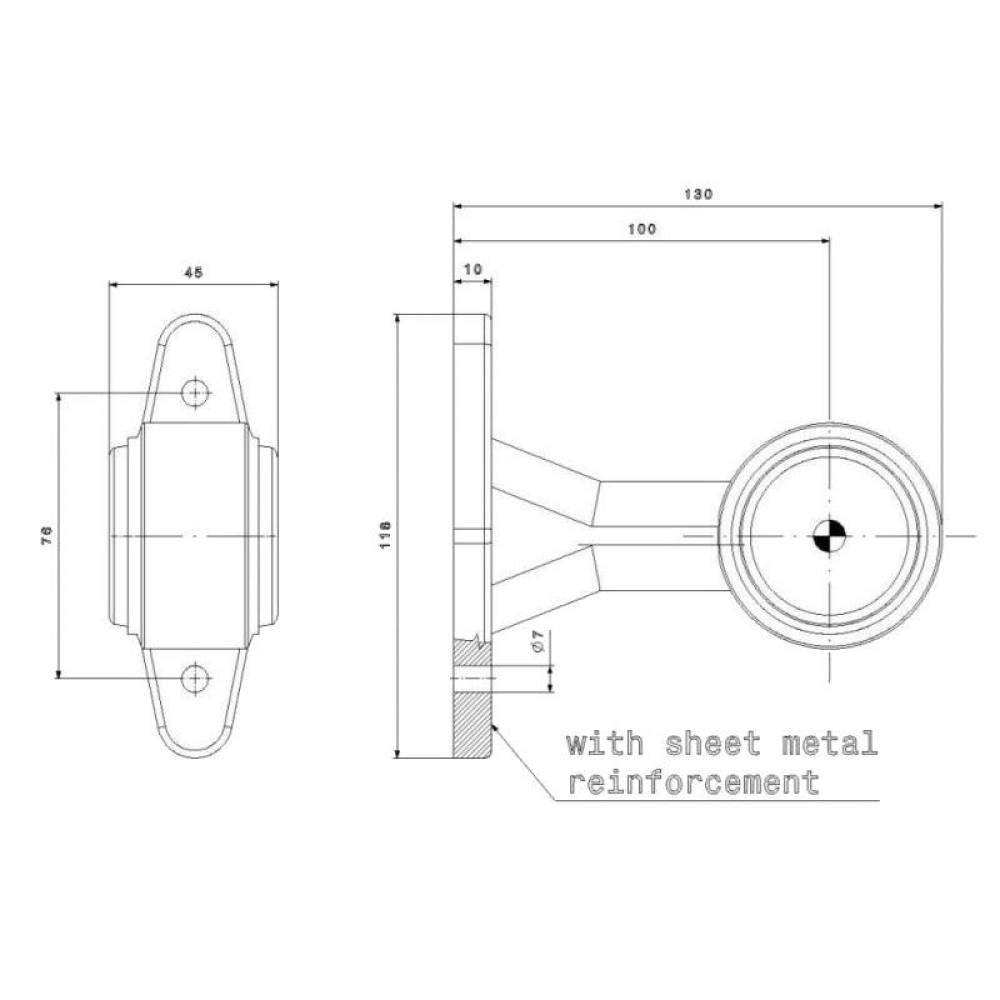 Lampa gabarit cu brat drept, 130mm, LED, alb-rosie, 12-36V, FT-009-B Fristom