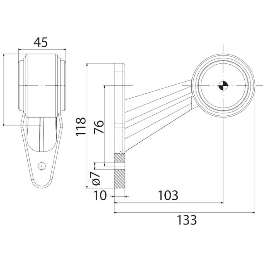 Lampa gabarit cu brat oblic 45°, 130mm, LED, alb-rosie, 12-36V, FT-009-C Fristom