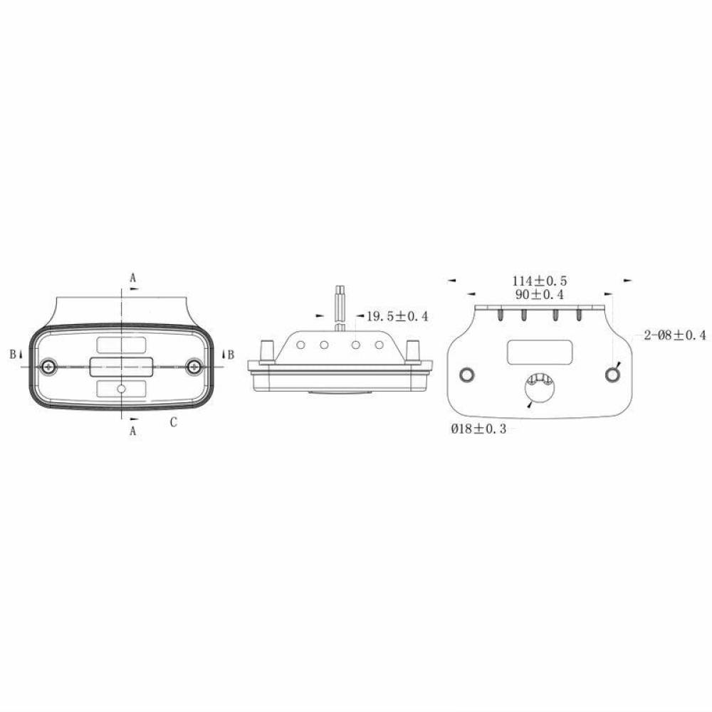 Lampa gabarit 114x55, LED, galbena, cu suport, 12-24V, L1865 TruckLed Lampa gabarit 114x55, LED, galbena, cu suport, 12-24V, L1865 TruckLed