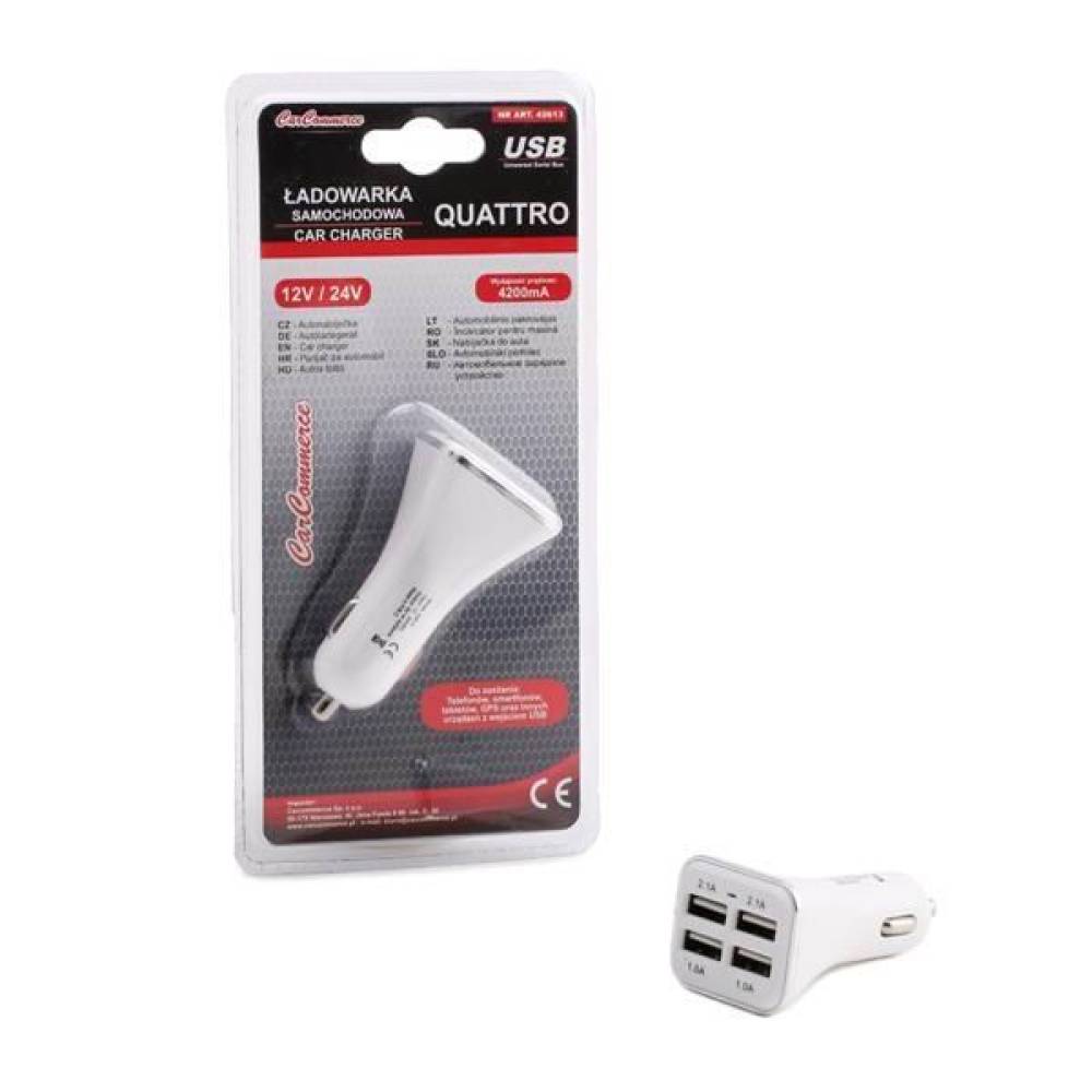 Incarcator auto 4xUSB 12V/24V, 2x1A+2x2.1A QUATRO Carco 42613
