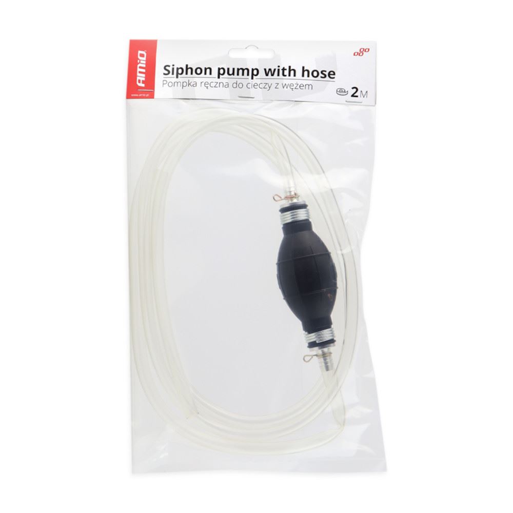 Furtun transfer lichide, combustibil 2.0m, cu pompa amorsare cauciuc, 02508 Amio