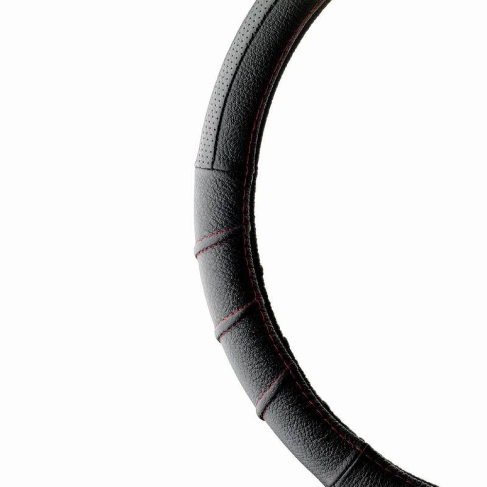 Husa volan 37-39cm, piele neagra cu cusatura rosie Genuine Leather 2505FL1 Car+
