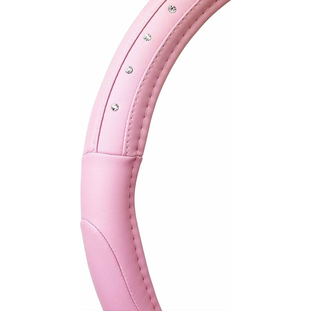 Husa volan 37-39cm imitatie piele perforata, roz cu diamante Girly FVP1205 Car+ Husa volan 37-39cm imitatie piele perforata, roz cu diamante Girly FVP1205 Car+
