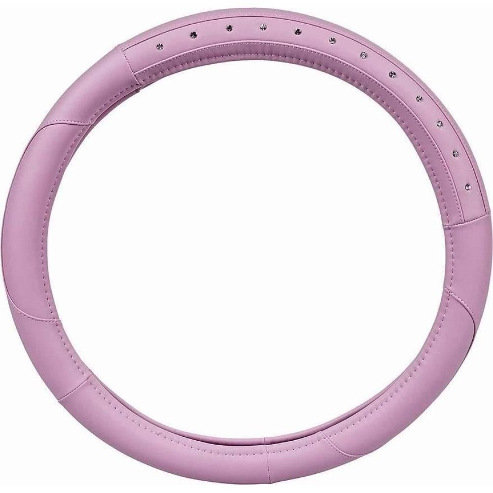 Husa volan 37-39cm imitatie piele perforata, roz cu diamante Girly FVP1205 Car+ Husa volan 37-39cm imitatie piele perforata, roz cu diamante Girly FVP1205 Car+