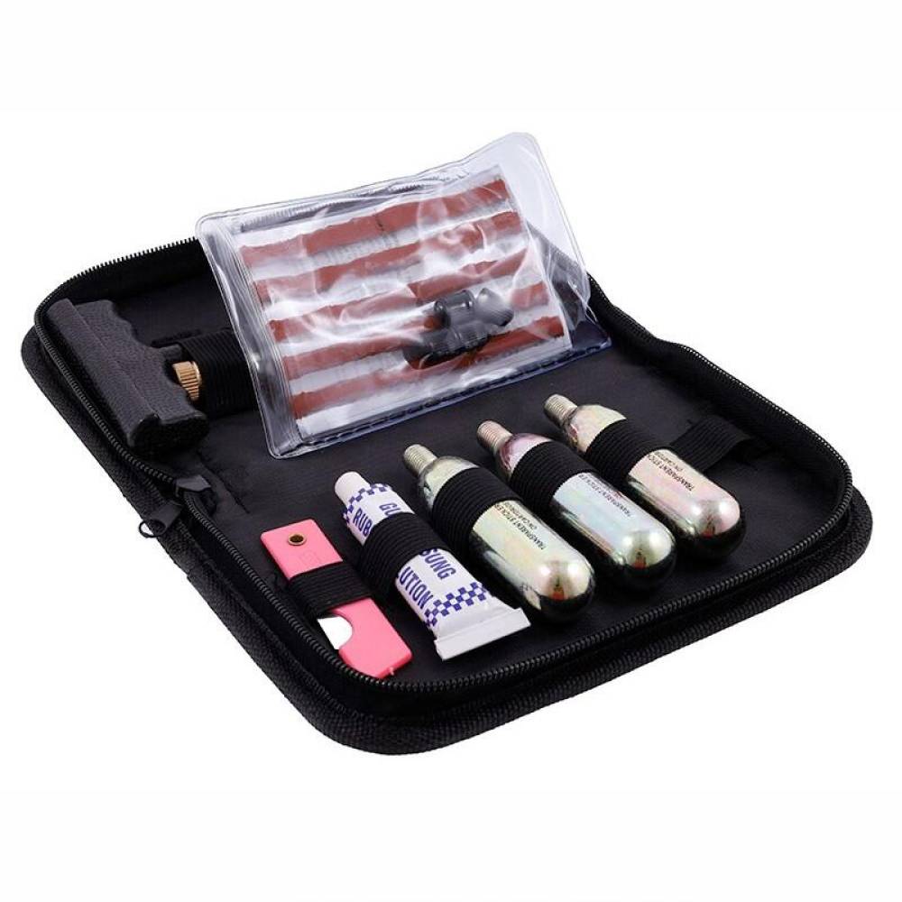 Kit reparatie cauciuc, cu snur si capsule CO2, pentru moto, atv, scooter, bicicleta 63472 Carmotion