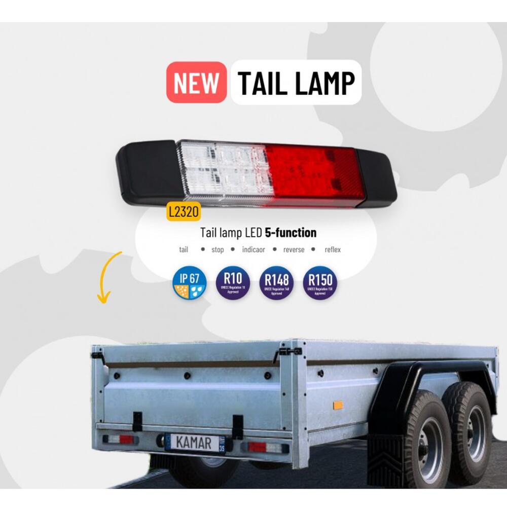 Lampa stop 238x50, 5 functii, pozitie, frana, semnalizare, mers inapoi + catadioptru, 20LED, SLIM L2320 TruckLed