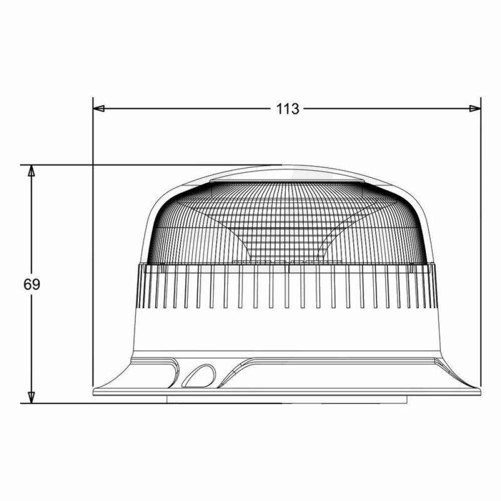 Girofar 12-24V h69, 18 LED-uri, 15W, cu magnet sau 3 suruburi 02924 Amio