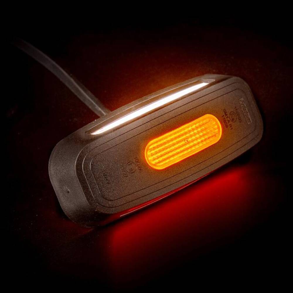 Lampa gabarit 110x46 LED, cu protectie, 3 functii, alb-galben-rosu, FT-039 Fristom Lampa gabarit 110x46 LED, cu protectie, 3 functii, alb-galben-rosu, FT-039 Fristom