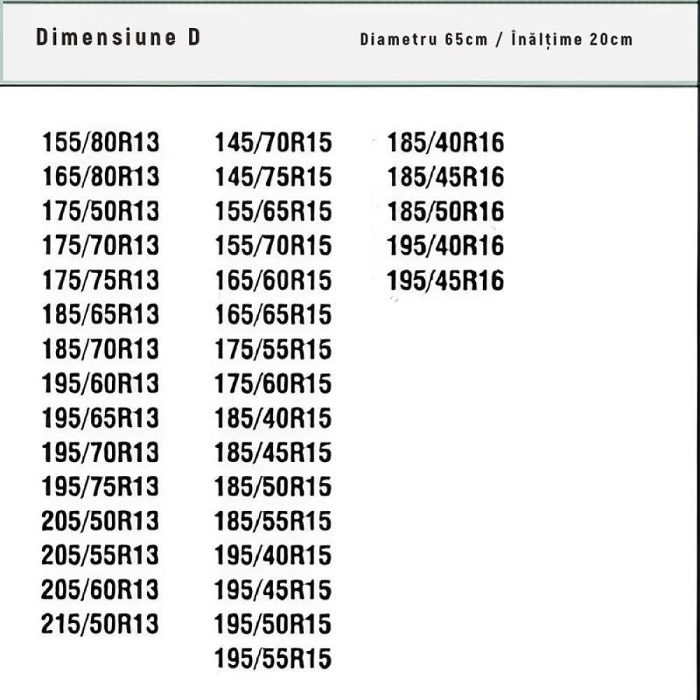 Husa anvelope roata rezerva cu fermoar, 65x20cm, maxim 195/45R16, 42210 Carco 