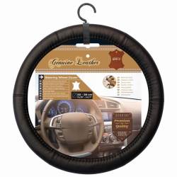 Husa volan 35-36cm, piele naturala, neagra, Genuine Leather, 2505047 Car+