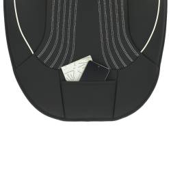Husa scaun imitatie piele, neagra cu cusatura alba, cu buzunare fata-spate, Premium Prestige, SCA010W SwissDrive