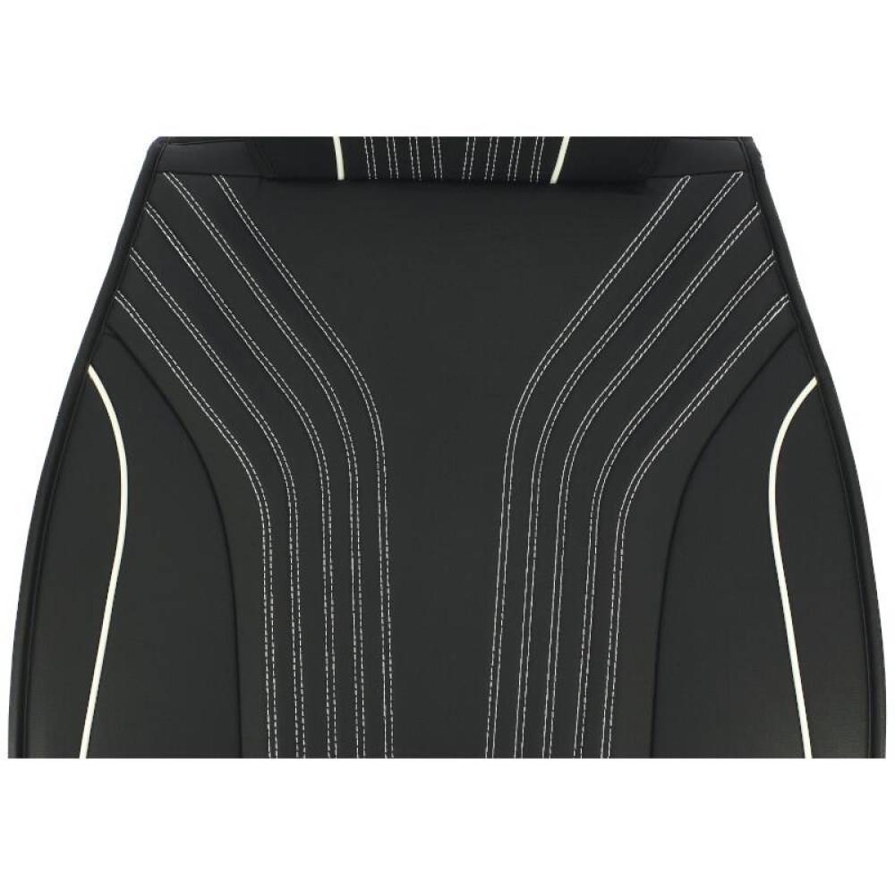 Husa scaun imitatie piele, neagra cu cusatura alba, cu buzunare fata-spate, Premium Prestige, SCA010W SwissDrive