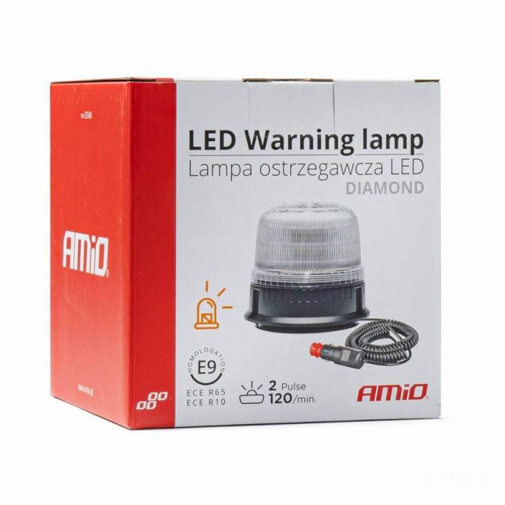 Girofar 12-24V, h131, 24 LED-uri, 17W, prindere cu magnet sau 3 suruburi, difuzor transparent, lumina portocalie, 03340 Amio 