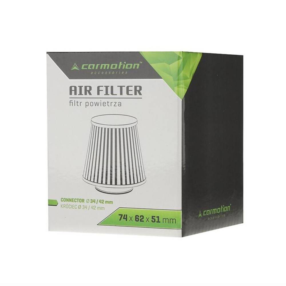 Filtru aer sport mic h7.5cm, interior fi34mm, exterior fi42mm, moto, ATV, scuter, negru carbon, 83154 Carmotion 