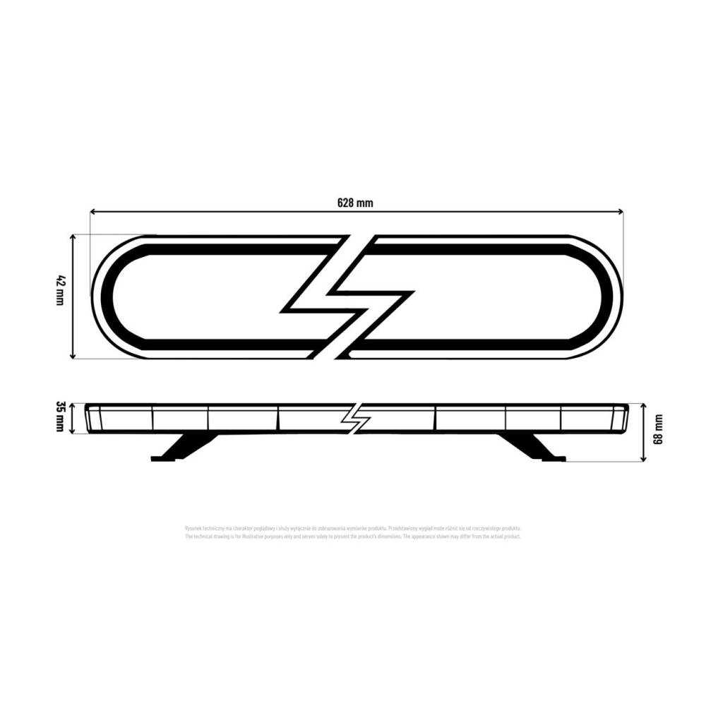 Girofar transversal 916x35x42cm, SLIM 1 side, 12/24V, 37w, 72Led, XA2 BLK0037-2