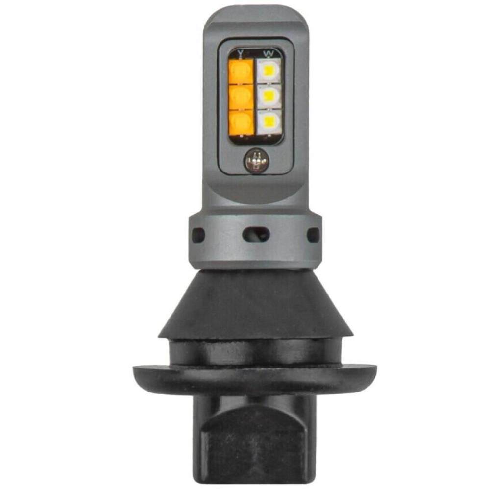 Set 2 becuri, semnalizator+DRL 12-24V PY21W cu adaptor Bau 15s, Galben si Alb CANBUS AMIO 05005