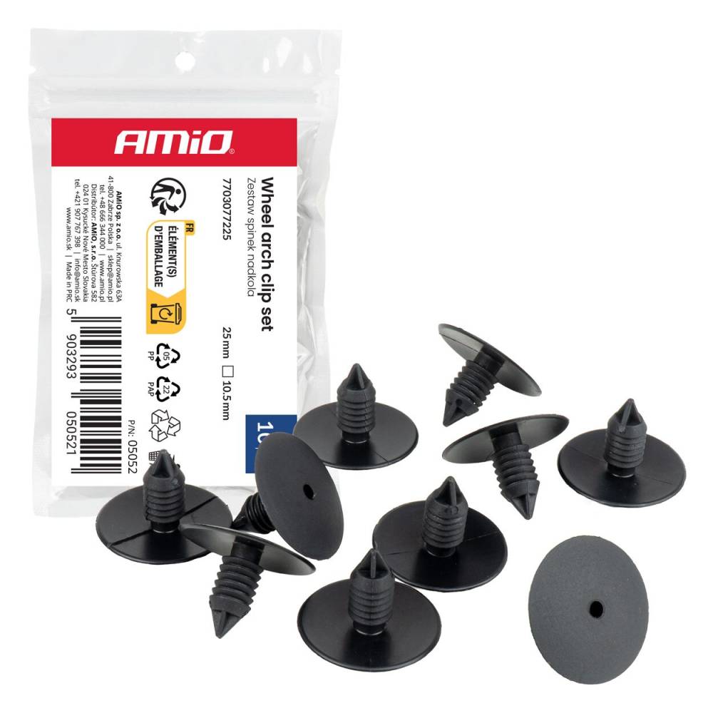 Set cleme aripa roata fi10.5mm, L 25mm, set 10 bucati, 7703077225 AMIO 05052